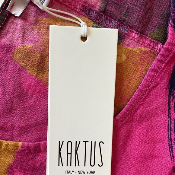 KAKTUS Plus Made In Italy Linen Brush Stroke Dress - Picture 9 of 15
